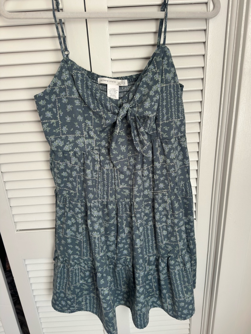 Altar'd State patchwork blue floral smocked sundress